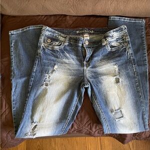 Maurices Blue Boyfriend Jeans Distressed Vintage Look